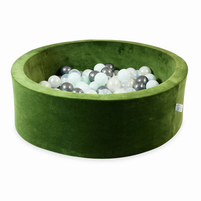 Piscine à Balles 90x30 Velvet Soft Olive avec balles 200 pcs. (transparent, menthe, graphite métallisé, effet sirène)