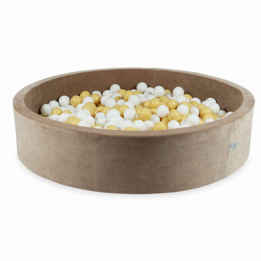 Piscine à Balles 130x30 Velvet Soft Beige Foncé avec balles 600 pcs. (blanc, beige)