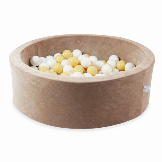 Piscine à Balles 90x30 Velvet Soft Beige Foncé avec balles 200 pcs. (blanc, beige)