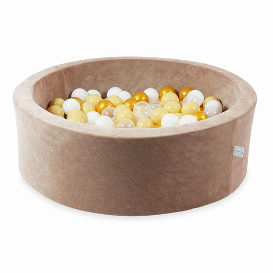 Piscine à Balles 90x30 Velvet Soft Beige Foncé avec balles 200 pcs. (transparent, blanc, beige, or)