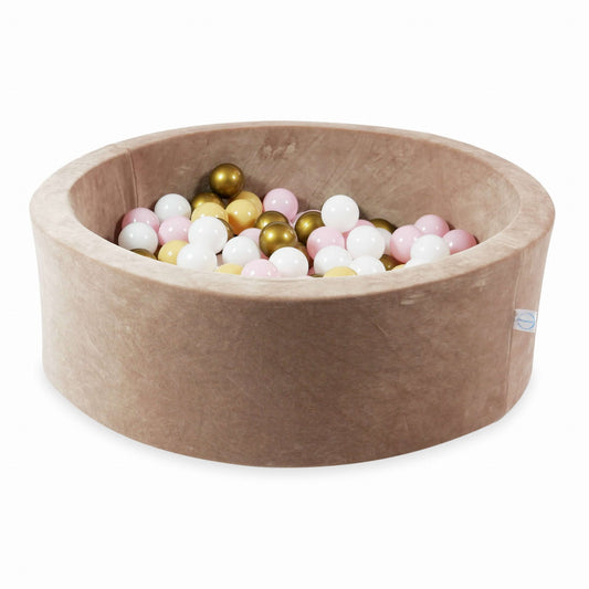 Piscine à Balles 90x30 Velvet Soft Beige Foncé avec balles 200 pcs. (blanc, rose bébé, beige, vieil or)