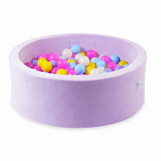 Piscine à Balles 90x30 Velvet Soft Violet avec balles 200 pcs. (rose, chiné, jaune, bleu bébé, effet sirène)