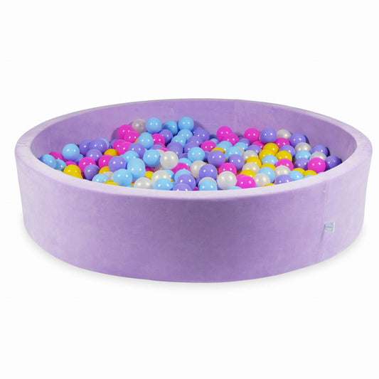 Piscine à Balles 130x30 Velvet Soft Violet avec balles 600 pcs. (rose, chiné, jaune, bleu bébé, effet sirène)