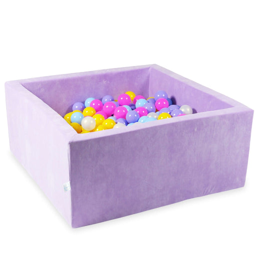 Piscine à Balles 90x90x40 Velvet Soft Violet avec balles 400 pcs. (rose, chiné, jaune, bleu bébé, effet sirène)