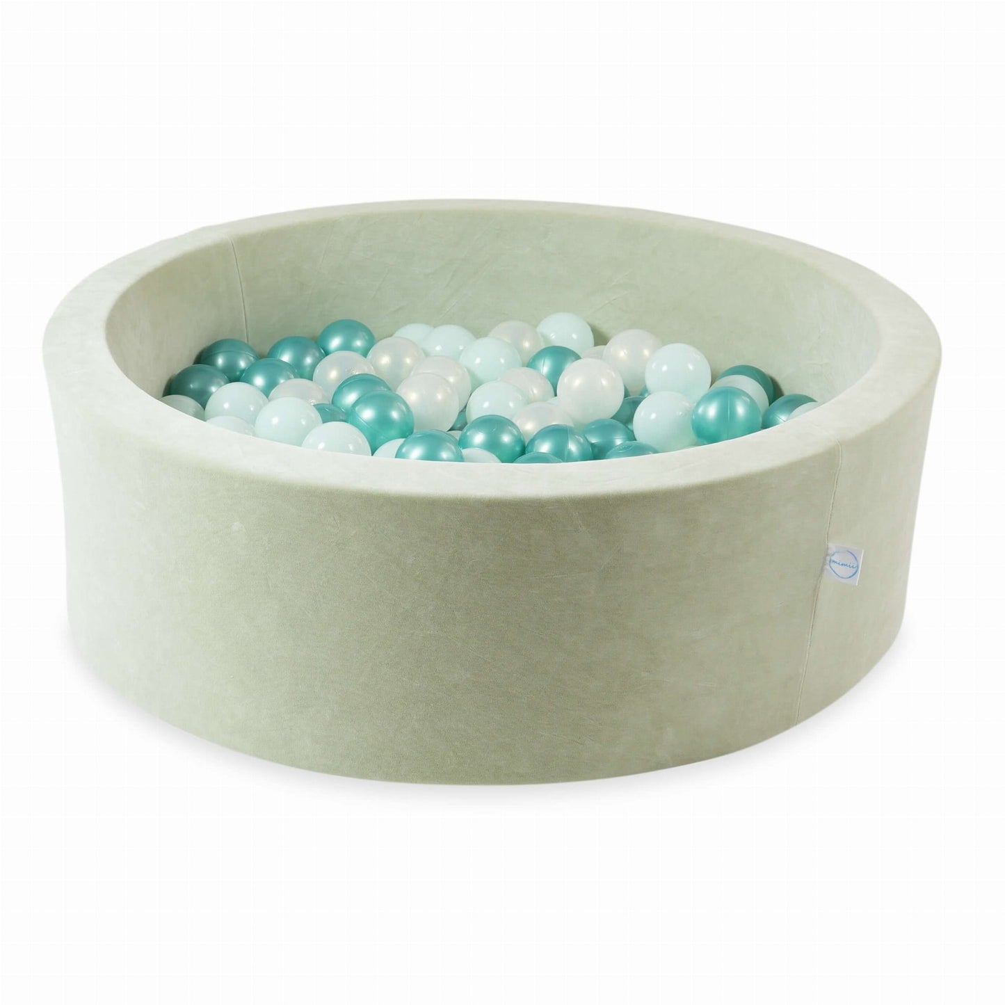 Piscine à Balles 90x30 Velvet Soft Lightmint avec balles 200 pcs. (menthe clair, effet sirène, turquoise métallisé)