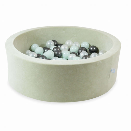 Piscine à Balles 90x30 Velvet Soft Lightmint avec balles 200 pcs. (perle, menthe claire, graphite métallique)