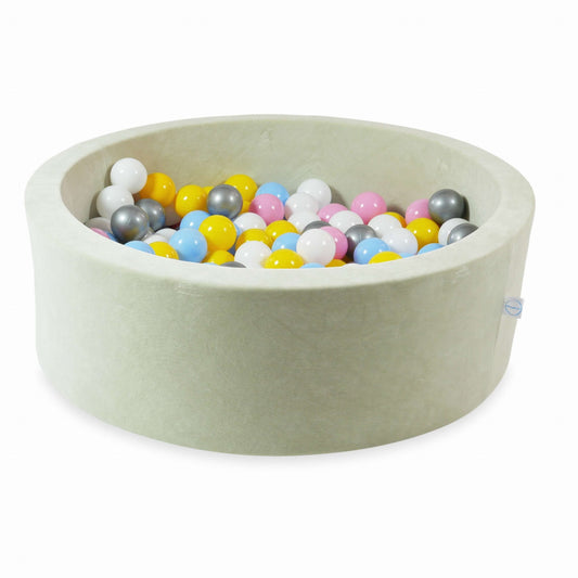 Piscine à Balles 90x30 Velvet Soft Lightmint avec balles 200 pcs. (blanc, argent, rose poudré, jaune, bleu bébé)