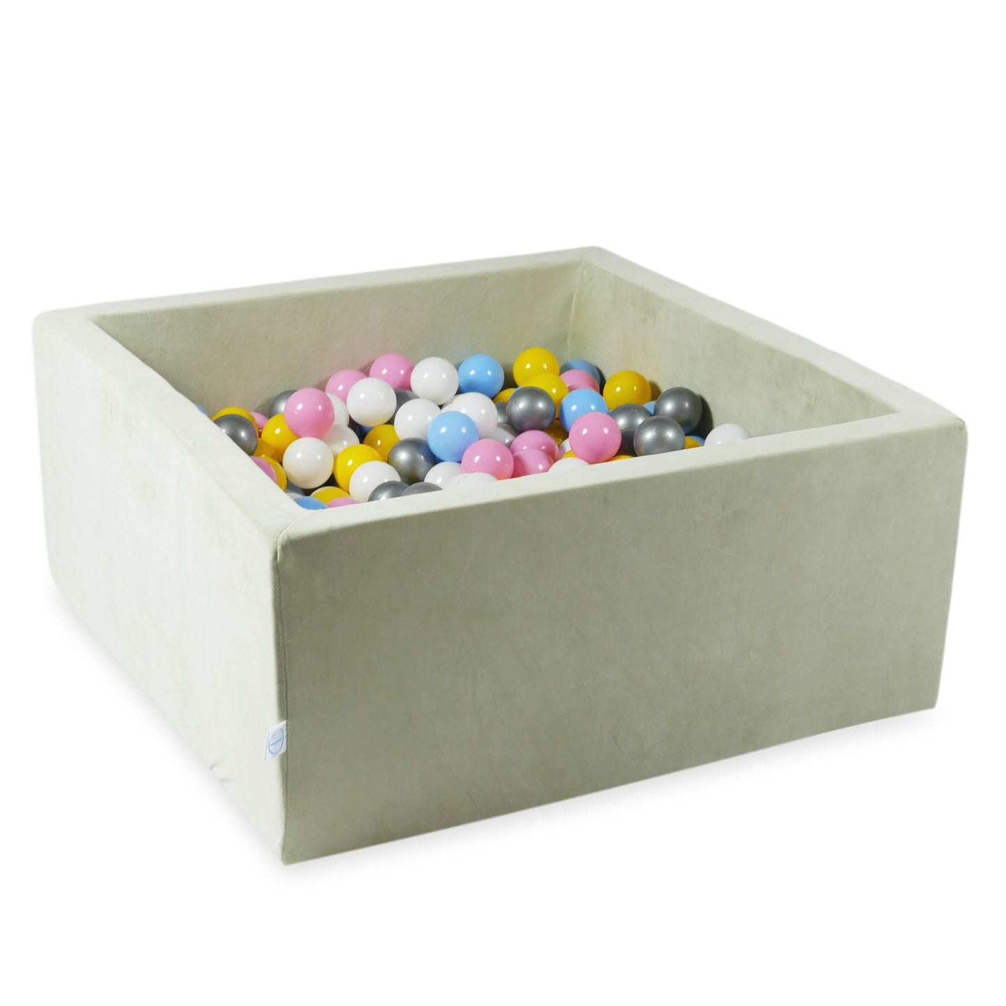 Piscine à Balles 90x90x40 Velvet Soft Lightmint avec balles 400 pcs. (blanc, argent, rose poudré, jaune, bleu bébé)