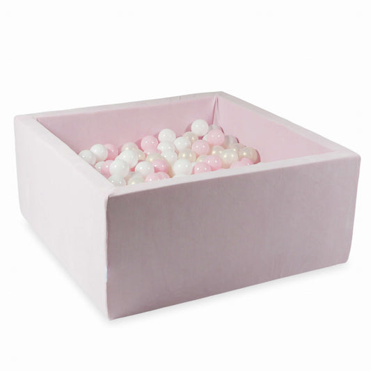 Piscine à Balles 90x90x40 Velvet Soft Rose Clair avec balles 400 pcs. (blanc, rose bébé, effet sirène)