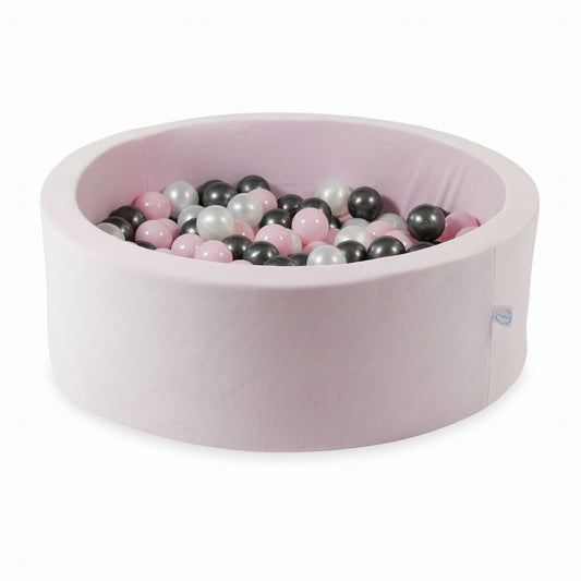 Piscine à Balles 90x30 Velvet Soft Rose Clair avec balles 200 pcs. (perle, rose bébé, graphite métallisé)