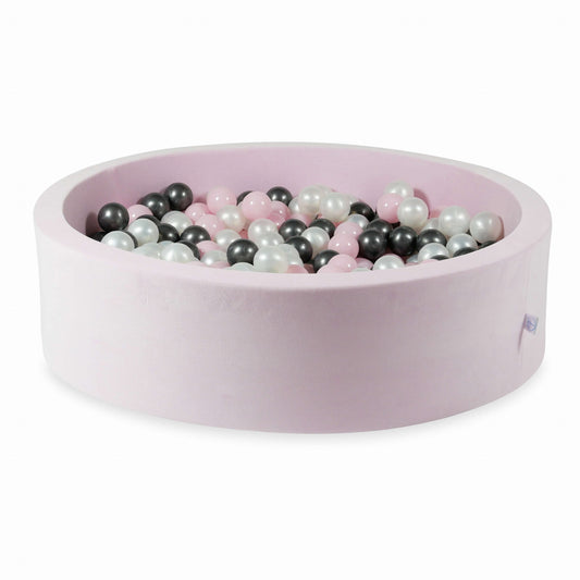Piscine à Balles 110x30 Velvet Soft Rose Clair avec balles 400 pcs. (perle, rose bébé, graphite métallisé)