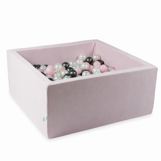 Piscine à Balles 90x90x40 Velvet Soft Rose Clair avec balles 400 pcs. (perle, rose bébé, graphite métallisé)