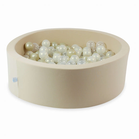 Piscine à balles 90x30 beige avec balles 200 pcs. (transparent, doré clair, effet sirène)