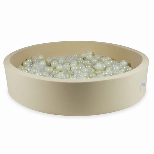 Piscine à balles 130x30 beige avec balles 600 pcs. (transparent, doré clair, effet sirène)