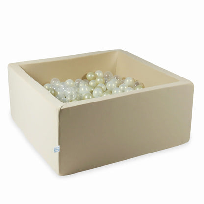 Piscine à balles 90x90x40 beige avec balles 400 pcs. (transparent, doré clair, effet sirène)