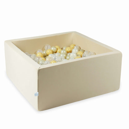 Piscine à balles 90x90x40 beige avec balles 400 pcs. (transparent, effet sirène, or clair, beige)