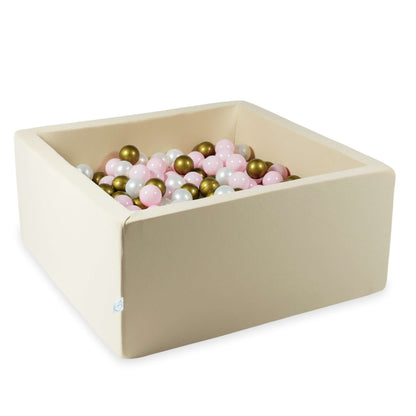 Piscine à balles 90x90x40 beige avec balles 400 pcs. (perle, rose bébé, vieil or)