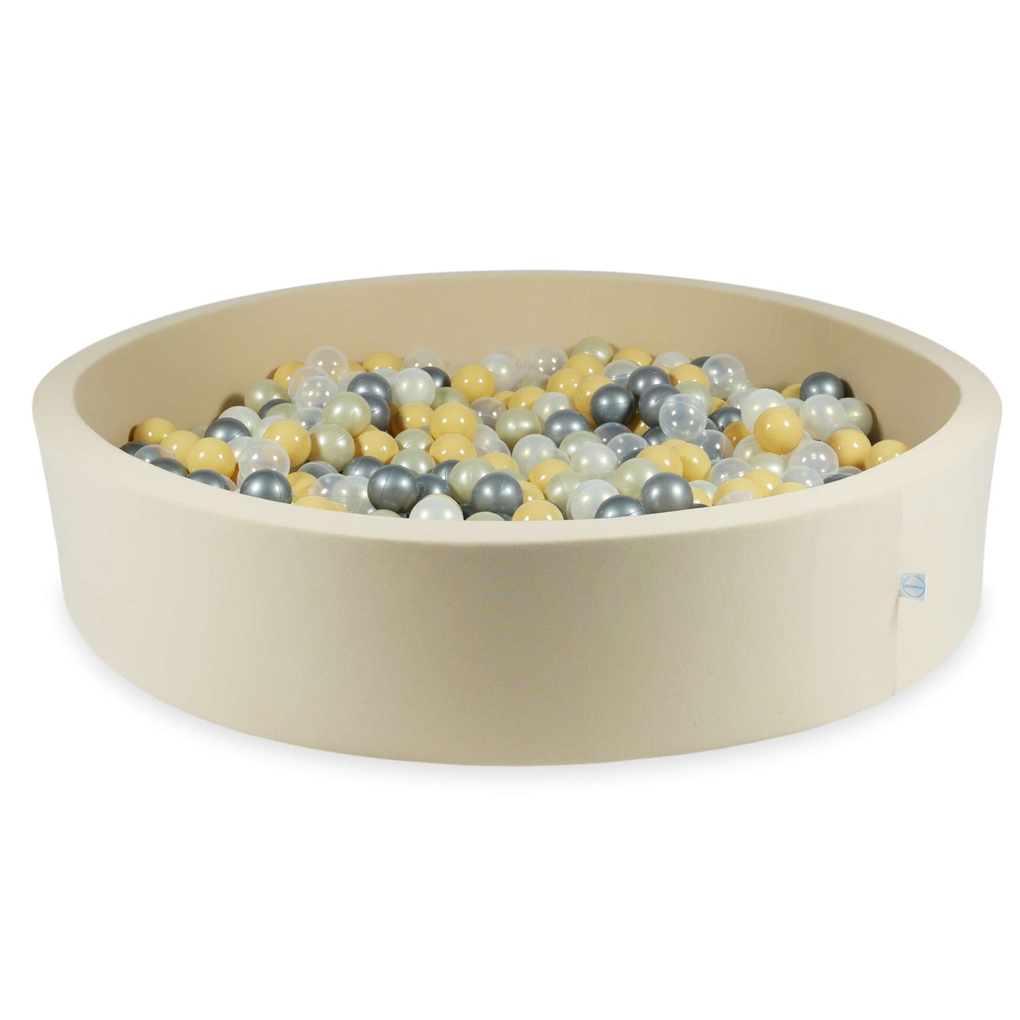 Piscine à balles 130x30 beige avec balles 600 pcs. (transparent, effet sirène, or clair, argent, beige)