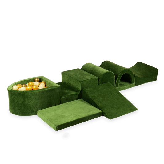 Aire de jeu en mousse avec micro piscine Velvet Soft Olive + 100 balles (beige, or, vieil or)