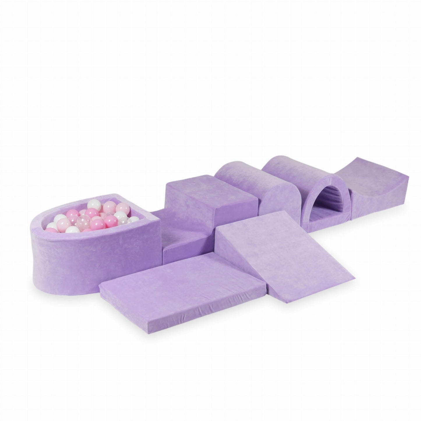 Aire de jeu en mousse avec micro piscine Velvet Soft Purple + 100 balles (transparentes, blanches, rose bébé, rose poudré)