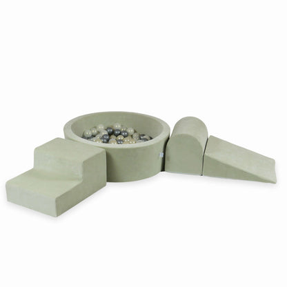 Ensemble de jeu en mousse avec piscine ronde 90x30 Velvet Soft Lightmint + 200 balles (or clair, effet sirène, argent)