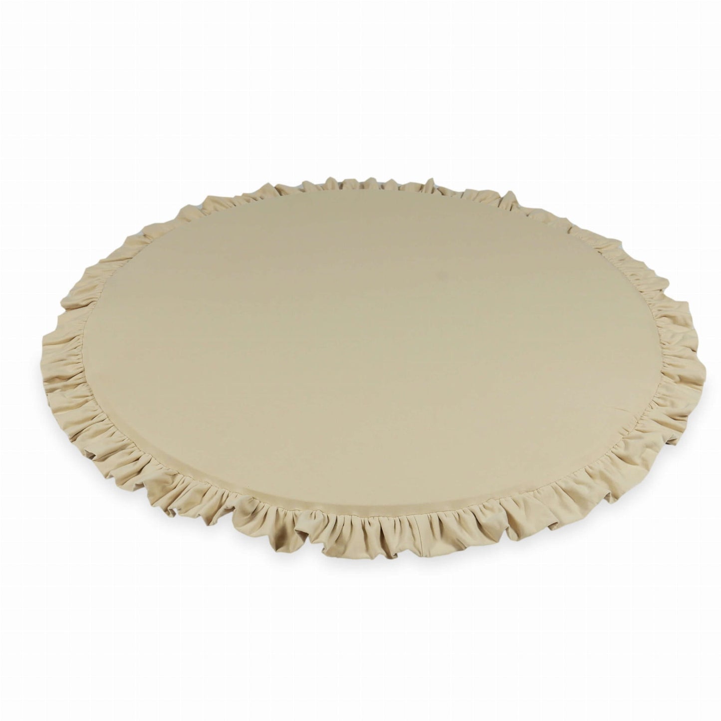 Tapis d'éveil 100cm pour enfant, rond avec volant, Beige