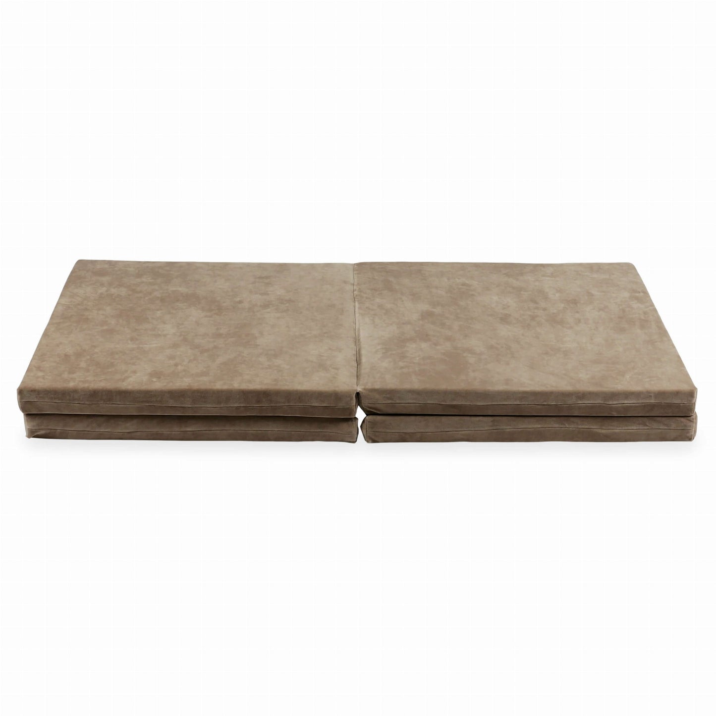 Tapis de jeu 120x120cm pour enfants, carré pliable, Velours Doux Beige Foncé