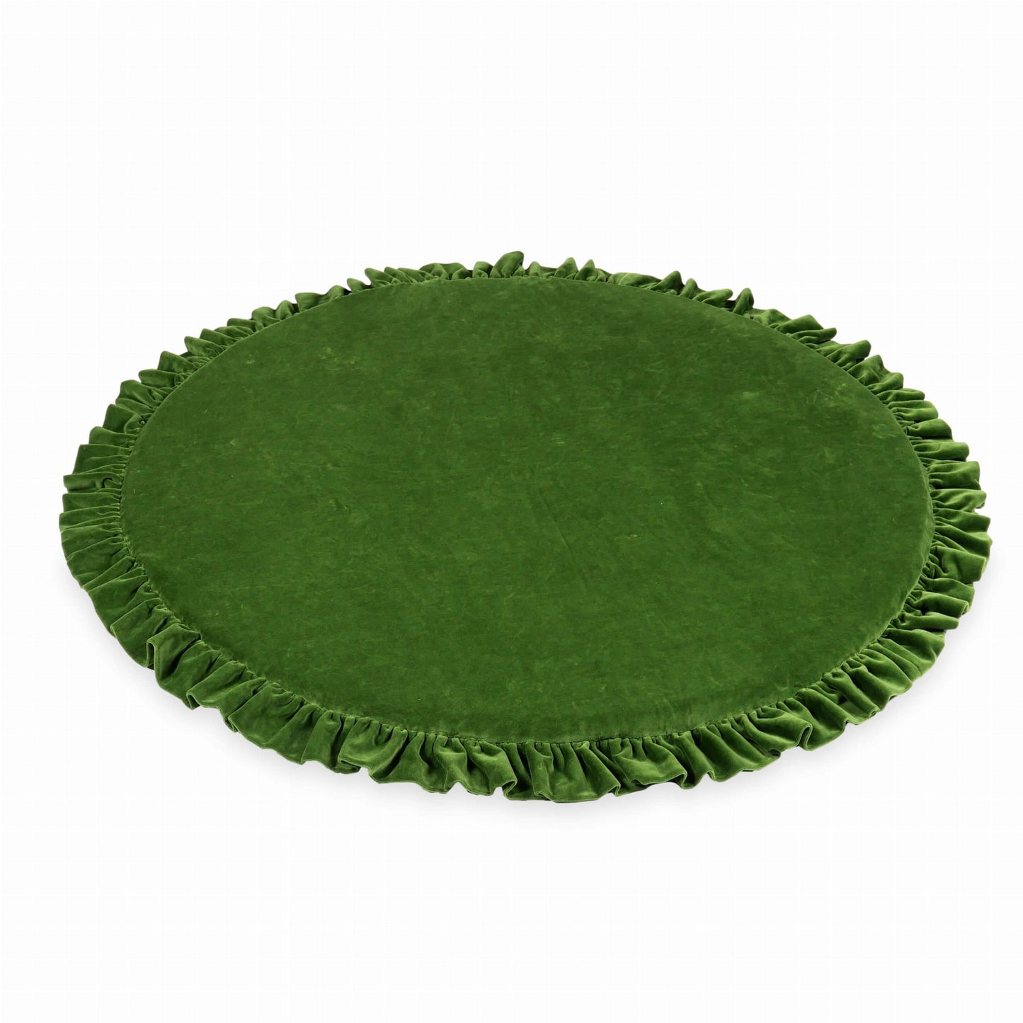 Tapis d'éveil 100cm pour enfant, rond avec volant, Velvet Soft Olive