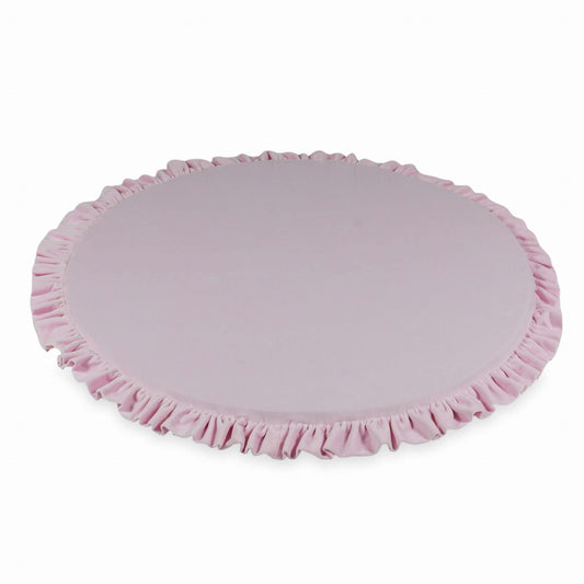 Tapis d'éveil 100cm pour enfant, rond avec volant, Velours Doux Rose Clair