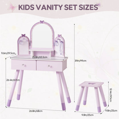 Coiffeuse en Bois | Papillon - Violet