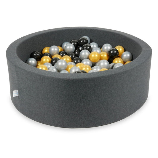 Piscine à Balles graphite 90x30 avec boules 200pcs (argent, or, noir)