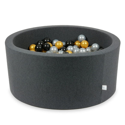 Piscine à Balles graphite 90x40 avec boules 300pcs (argent, or, noir)
