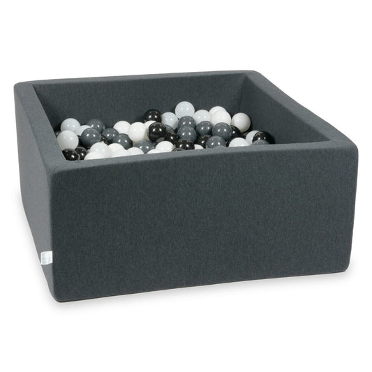 Piscine à Balles graphite 90x90x40 avec boules 400pcs (blanc, graphite, noir, blanc laineux)