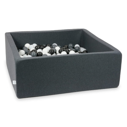 Piscine à Balles graphite 110x110x40 avec boules 600pcs (blanc, graphite, noir, blanc laineux)