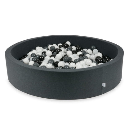 Piscine à Balles graphite 130x30 avec boules 600pcs (blanc, graphite, noir, blanc laineux)