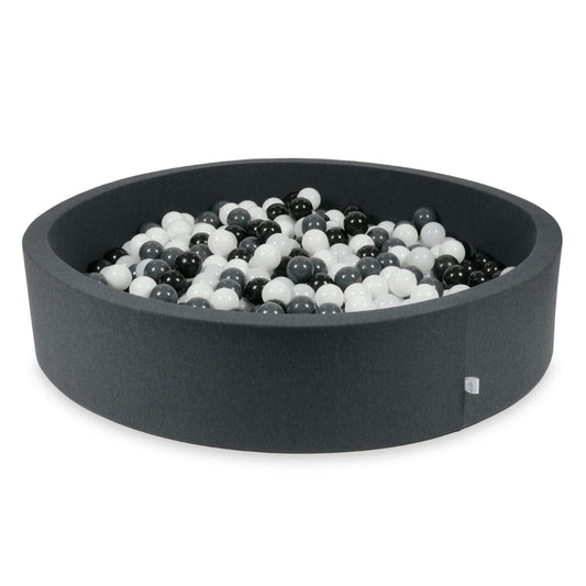 Piscine à Balles graphite 130x30 avec boules 600pcs (blanc, graphite, noir, blanc laineux)