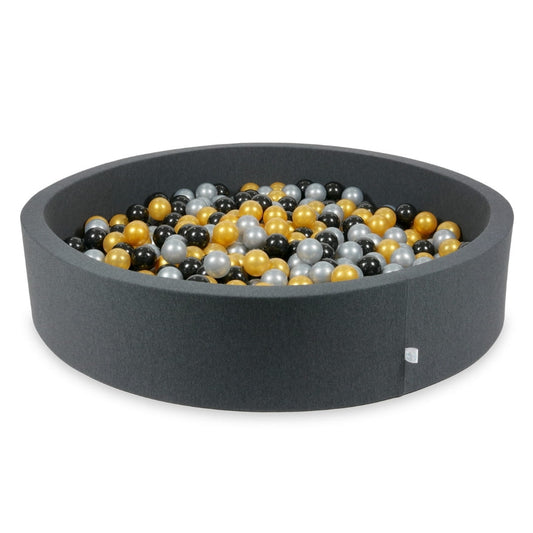 Piscine à Balles graphite 130x30 avec boules 600pcs (argent, or, noir)