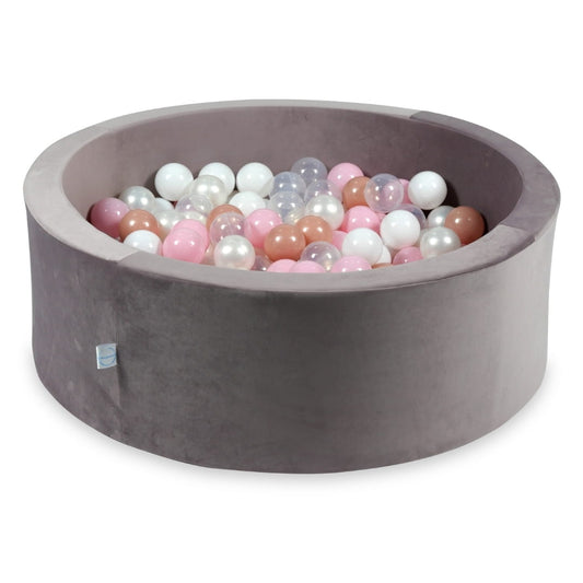 Piscine à Balles avec balles 200pcs 90x30 velours lilas (transparent, blanc, perle, rose bébé, or rose)