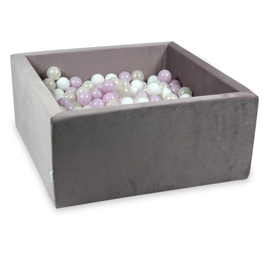 Piscine à Balles avec balles 400pcs 90x90x40 velours lilas (blanc, rose bébé perle, effet sirène)