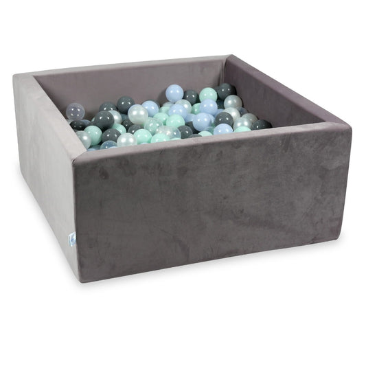 Piscine à Balles avec balles 400pcs 90x90x40 velours lilas (menthe clair, bleu bébé perle, gris, transparent, perle)