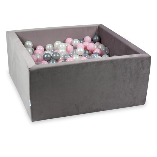 Piscine à Balles avec balles 400pcs 90x90x40 velours lilas (perle, transparent, argent, rose bébé)