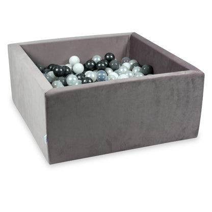 Piscine à Balles avec balles 400pcs 90x90x40 velours lilas (perle, gris, blanc, transparent, graphite métallique)