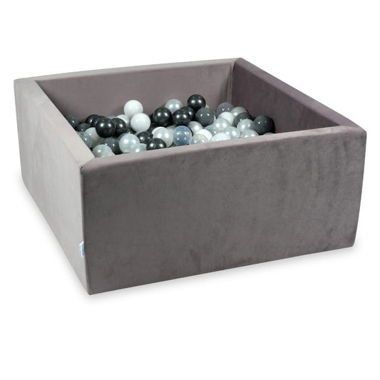 Piscine à Balles avec balles 400pcs 90x90x40 velours lilas (perle, gris, blanc, transparent, graphite métallique)