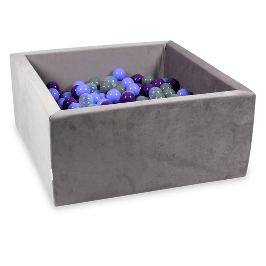 Piscine à balles avec balles 400pcs 90x90x40 velours lilas (transparent, chiné, violet, gris)