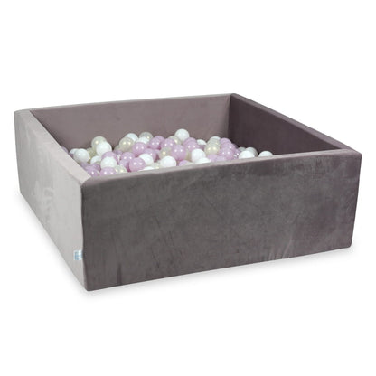 Piscine à Balles avec balles 600pcs 110x110x40 velours lilas (blanc, rose bébé perle, effet sirène)