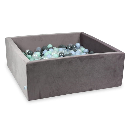Piscine à Balles avec balles 600pcs 110x110x40 velours lilas (menthe clair, bleu bébé perle, gris, transparent, perle)