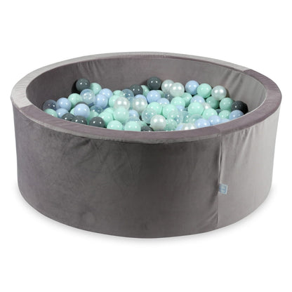 Piscine à Balles avec balles 500pcs 110x40 velours lilas (menthe clair, bleu bébé perle, gris, transparent, perle)