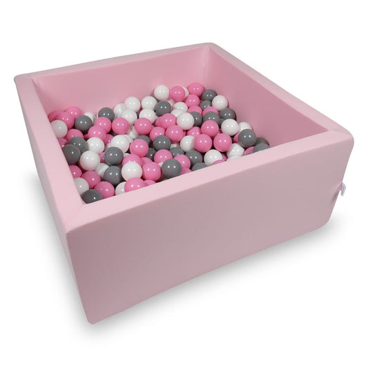 Piscine à Balles 90x90x40cm rose avec boules 400pcs (blanc, gris, rose poudré)