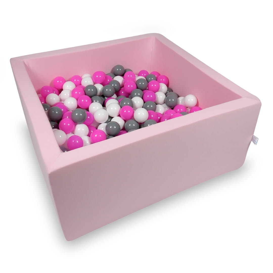 Piscine à Balles 90x90x40cm rose avec boules 400pcs (blanc, gris, rose)