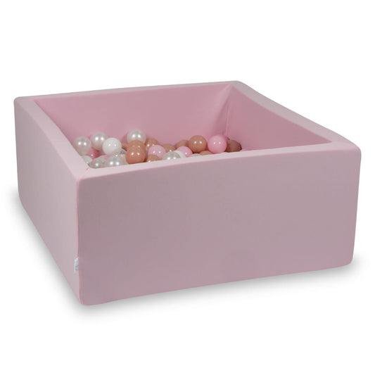 Piscine à Balles rose 90x90x40 avec balles 400pcs + Soft Balls : blanc, gris, menthe clair